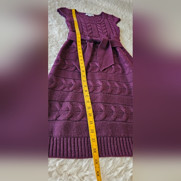NWT Jessica Simpson Purple Knit Sweater Dress w/ Waist Tie - Picture 8 of 15